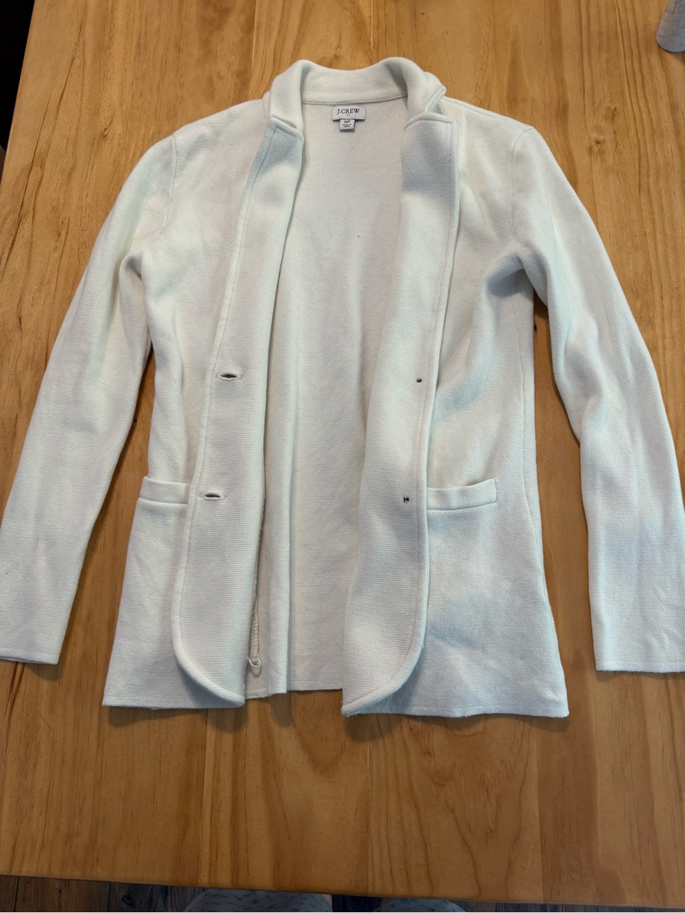 J. Crew Women's White Cotton Open-Front Blazer Jacket